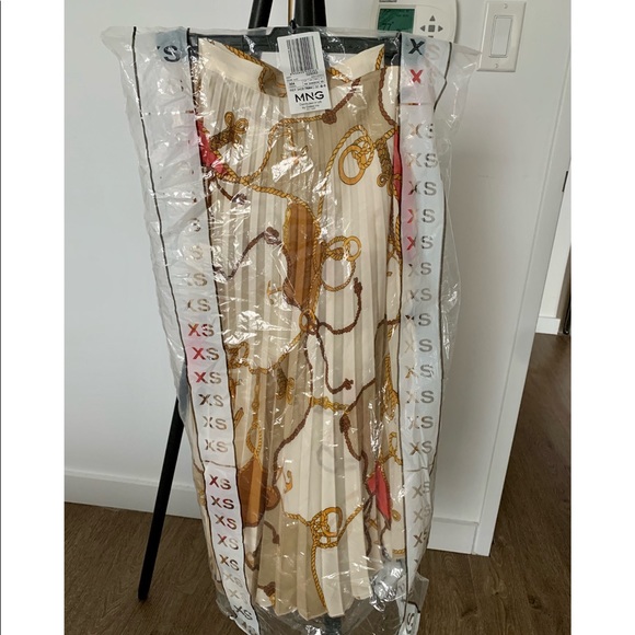 Mango Chain Print Pleated Skirt XS - Picture 11 of 11